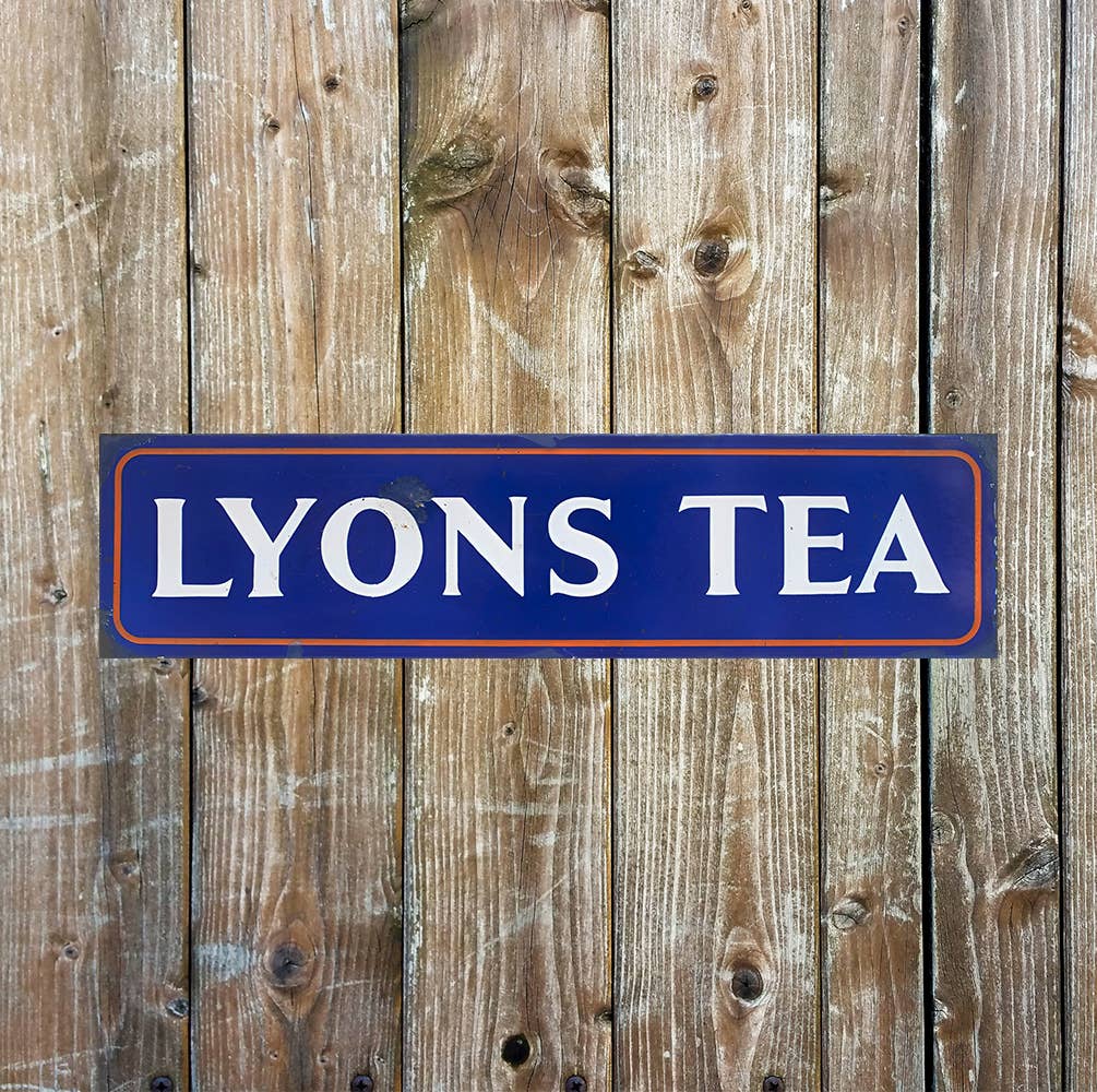 Lyons Tea Blue Metal Long Sign Plaque
