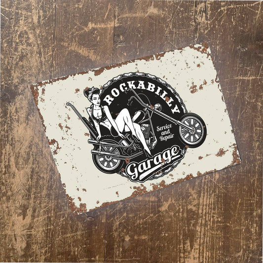 Rockabilly Garage Service Repair Metal Wall Sign