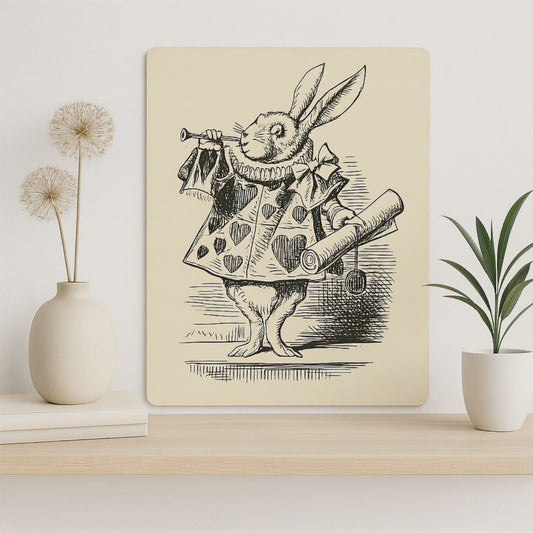 Rabbit Alice In Wonderland Love Hearts Metal Wall Sign